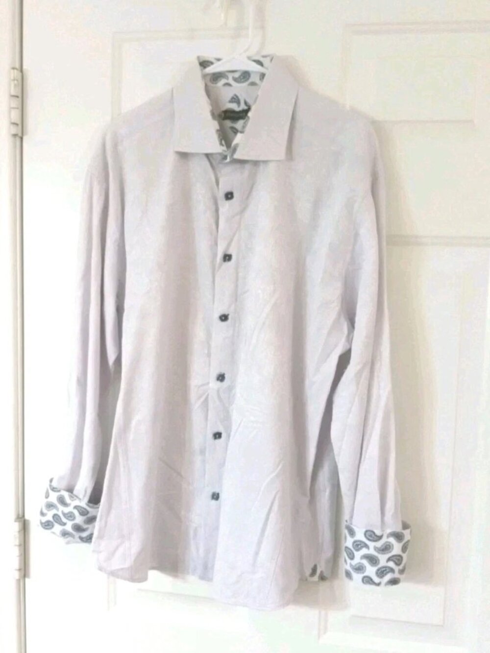 Bespoke Boys XXXL White Paisley Flip Cuff Long Sleeve Button Up Shirt